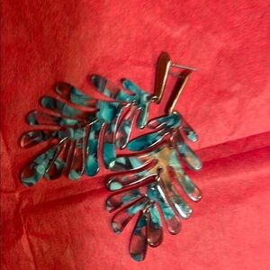 Elegant Blue Leaf Earrings